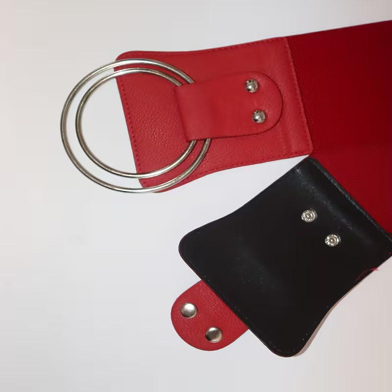 Red Elastic Wide Corset Belt