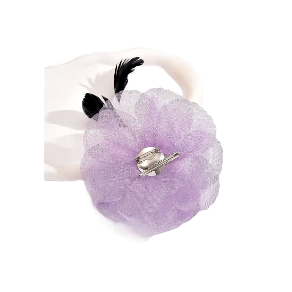 5.7 inch Purple Feather Flower Brooch Pin for Lapel & Headwear