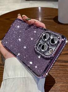 Apple Purple Sequins Luxury Bling Gradient Rhinestone Phone Case for IPhone 16