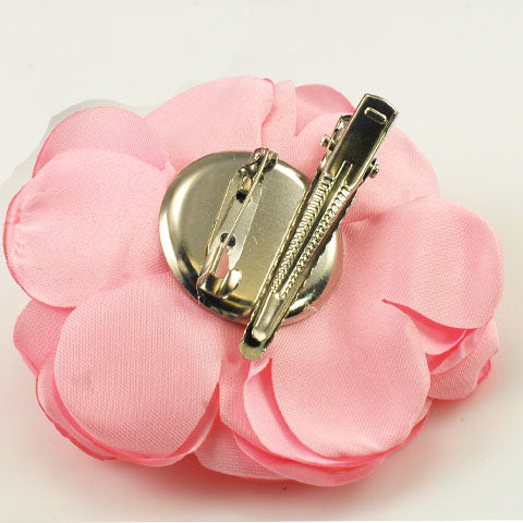 Extra Large French Pleated Fabric Flower Brooch Pin Light Pink
