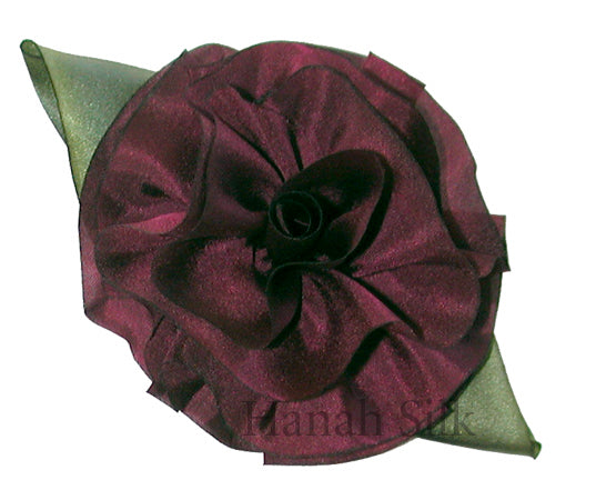 Silk Flower Brooch Pin Garnet S