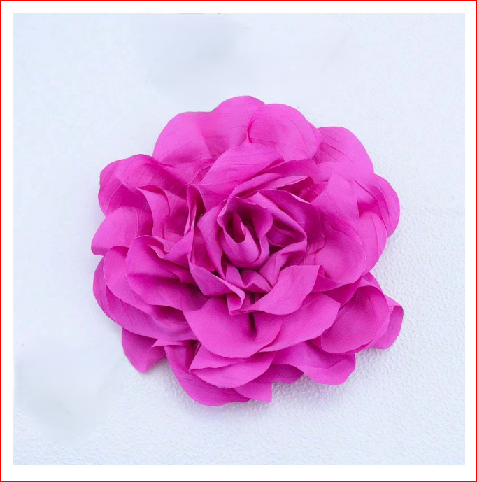 Extra Large French Pleated Fabric Flower Brooch Pin Purple