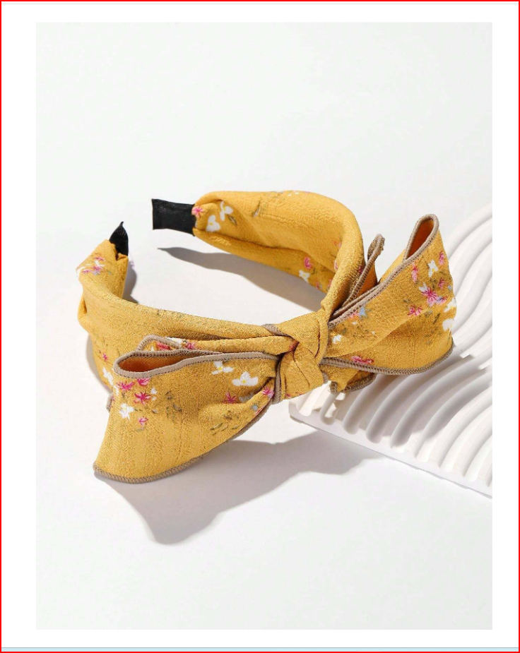 Orange Fabric floral Bowknot Headband