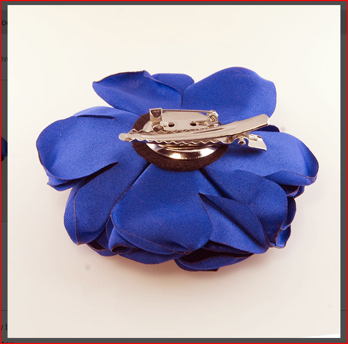 3 inch Navy Blue Chiffon Fabric Flower Brooch Pin for Lapel & Headwear.