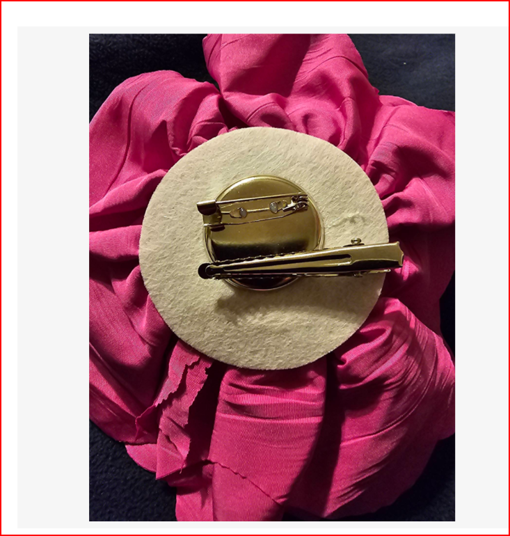 French Satin Exaggerated Leopard Print Fabric Flower Brooch Pin Hot Pink