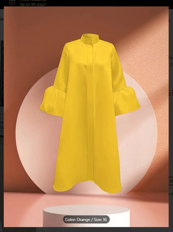 Vibrant Color Elegant Flare Mock Neck Loose Fit Dress