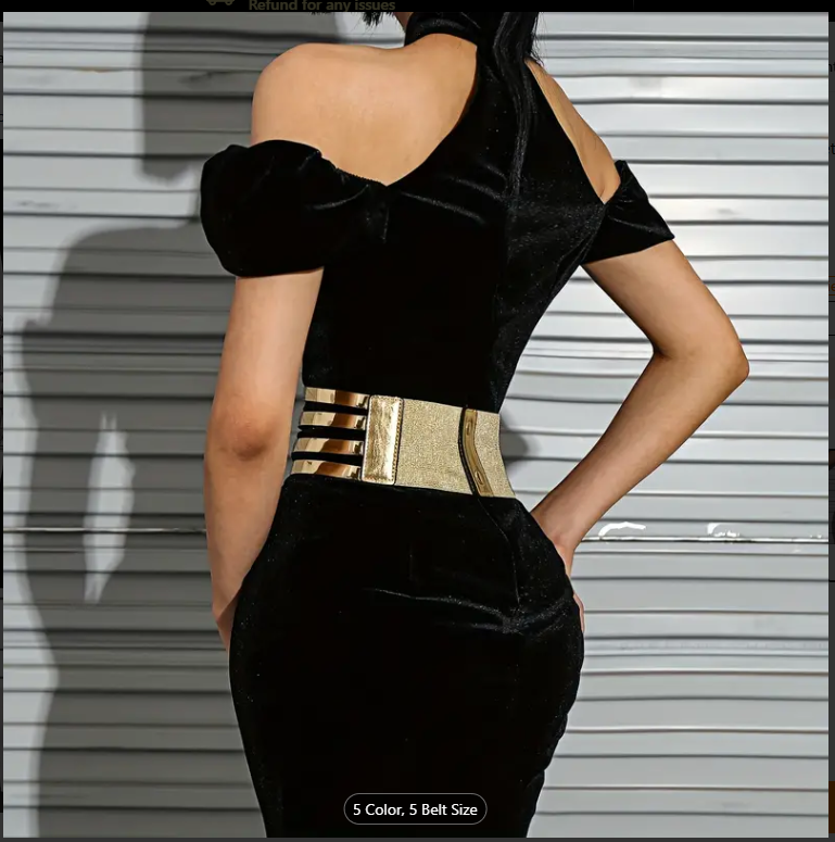 Metallic Gold Hollow Out Waistband Corset Belt