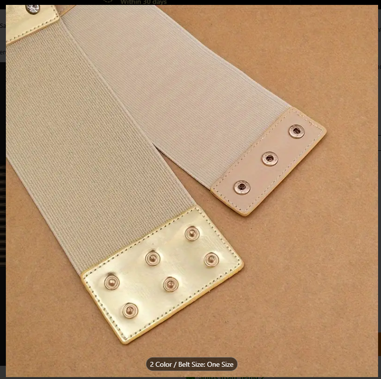 Stylish Golden Silvery Wide Elastic Waistband Belts