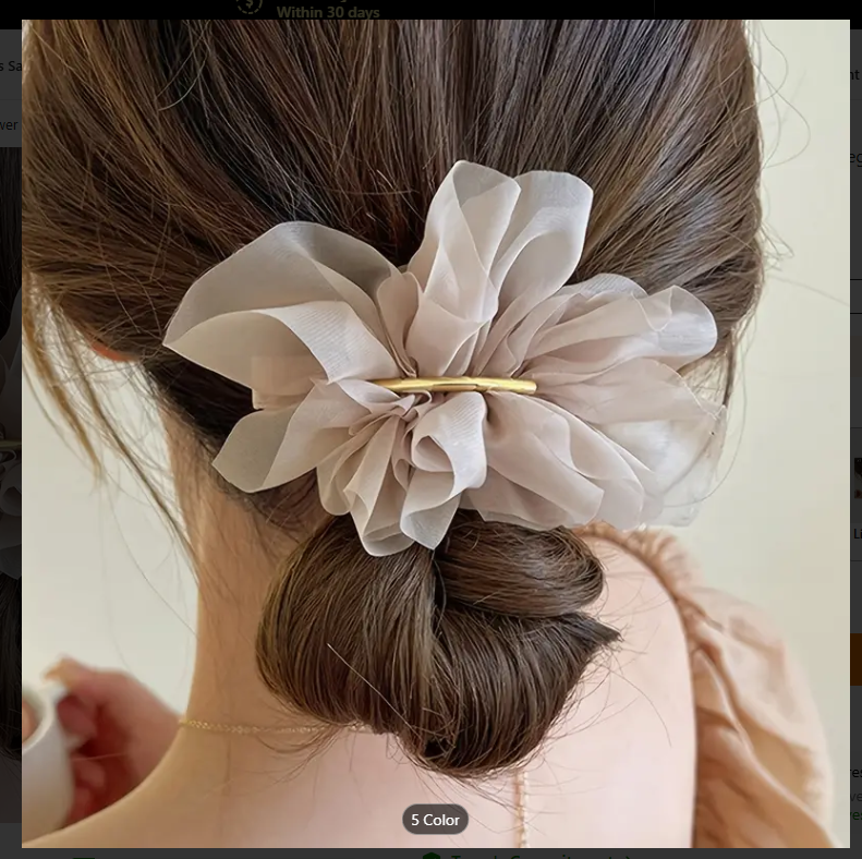 Flower Chiffon Vintage Ponytail Hair Pin