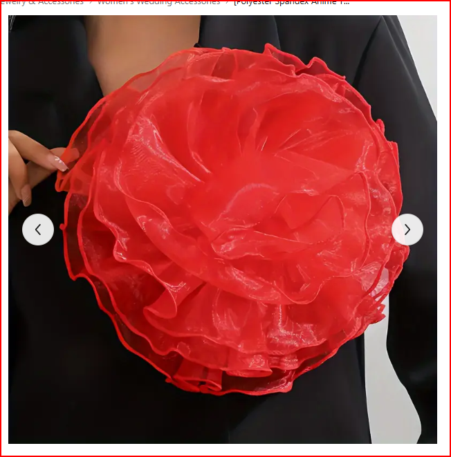 Bright Red Bohemian Style Tea Party Brooch Pin.