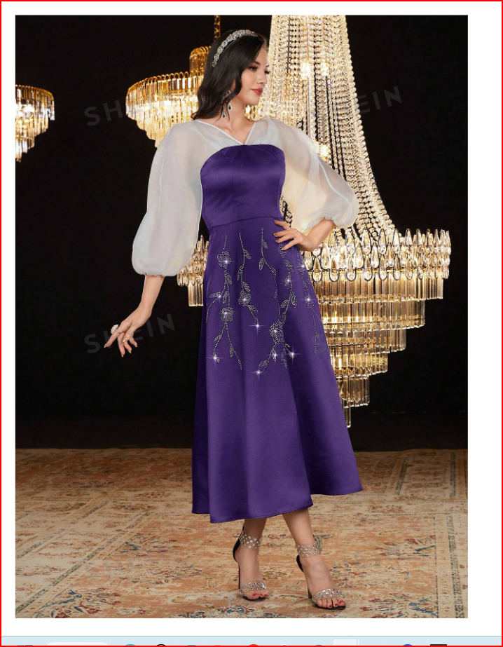 Color Block Lantern Sleeve Dress