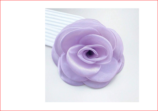 Lavender Extra Large Elegant Gauze Mesh Fabric Flower Brooch Pin