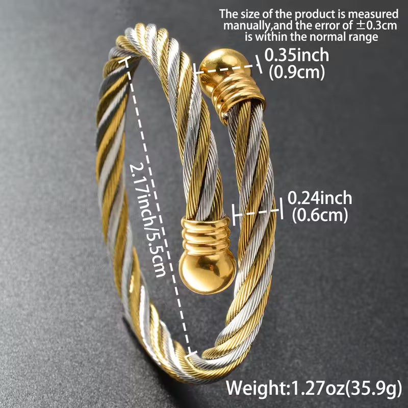 A posh Golden & Silvery Interwoven Bracelet
