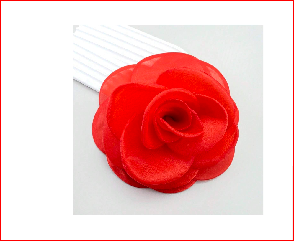 Extra Large Gauze Mesh Fabric Flower Brooch Pin Red