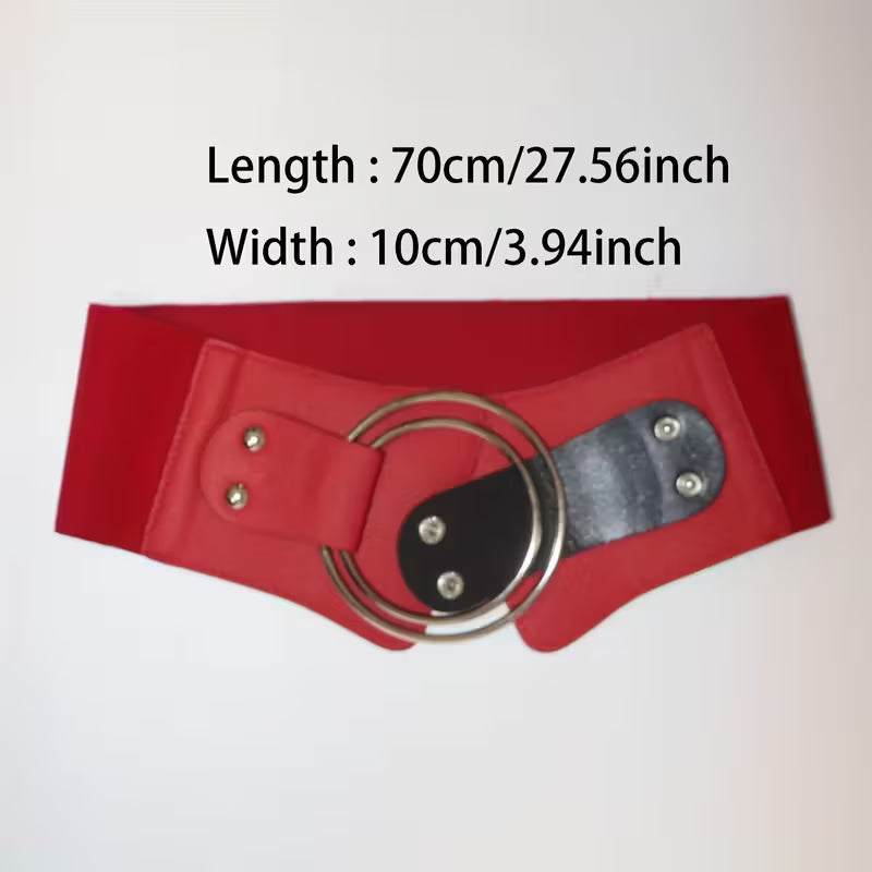Red Elastic Wide Corset Belt