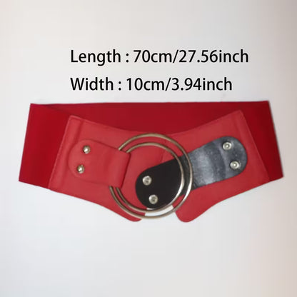 Red Elastic Wide Corset Belt