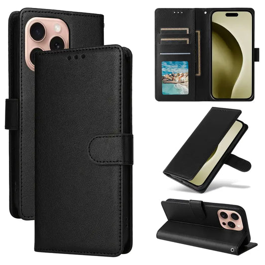 Dark Blue Leather Magnetic Case for lPhone 16.