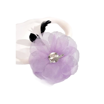 5.7 inch Purple Feather Flower Brooch Pin for Lapel & Headwear