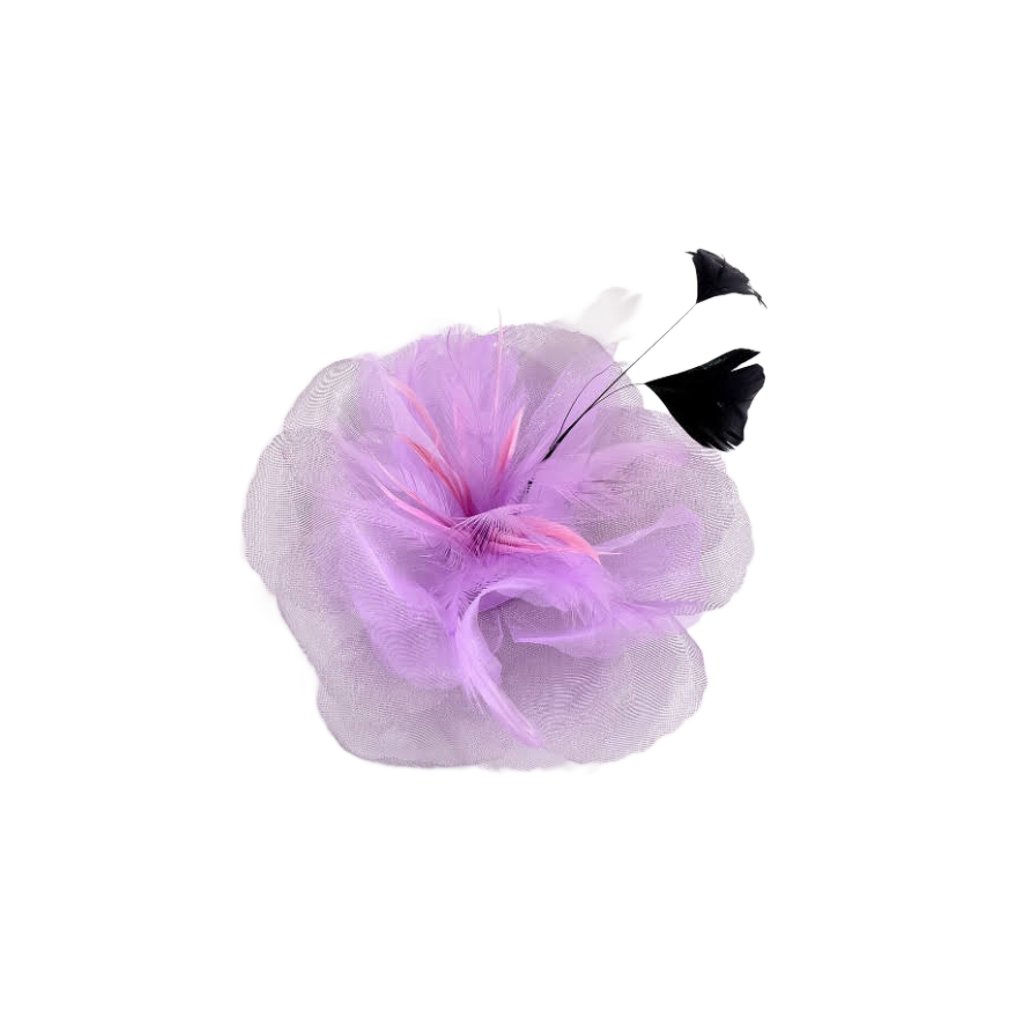 5.7 inch Purple Feather Flower Brooch Pin for Lapel & Headwear