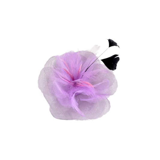 5.7 inch Purple Feather Flower Brooch Pin for Lapel & Headwear