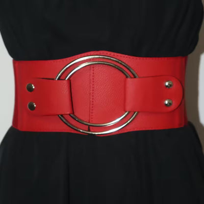 Red Elastic Wide Corset Belt