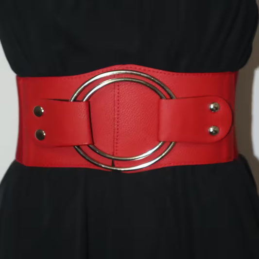 Red Elastic Wide Corset Belt