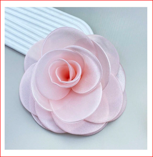 Extra Large Elegant Gauze Mesh Fabric Flower Brooch Pin