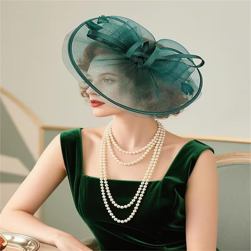 Elegant Bow Derby Hat with Mesh