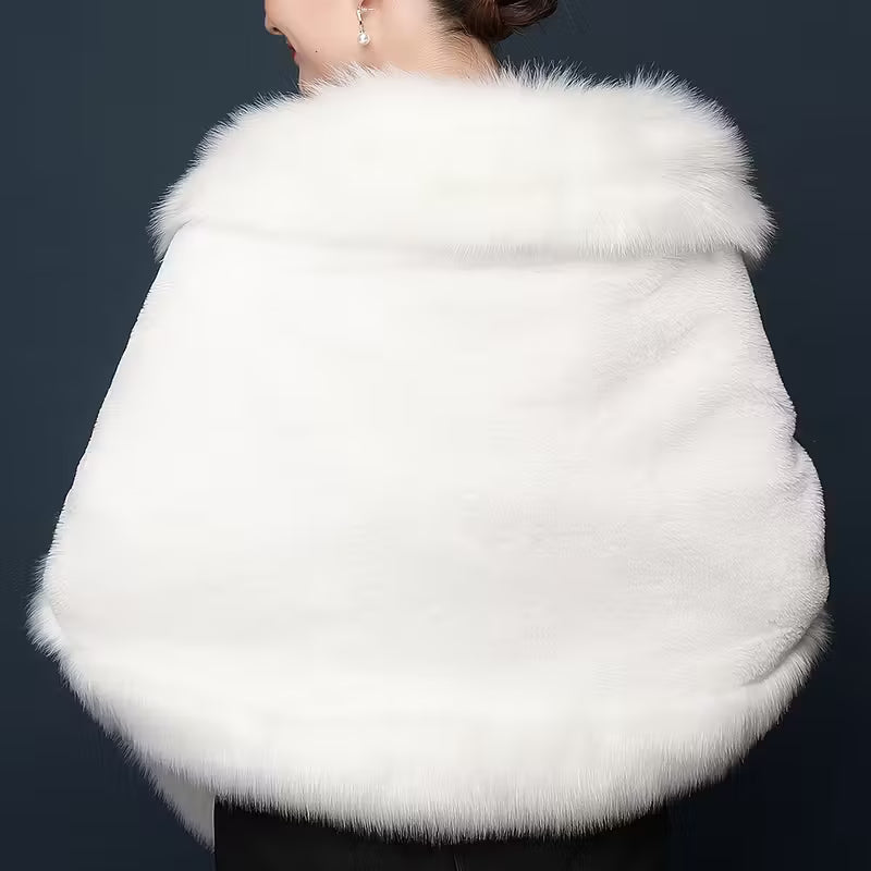Luxurious White Faux Fur Shawl