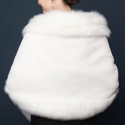 Luxurious White Faux Fur Shawl