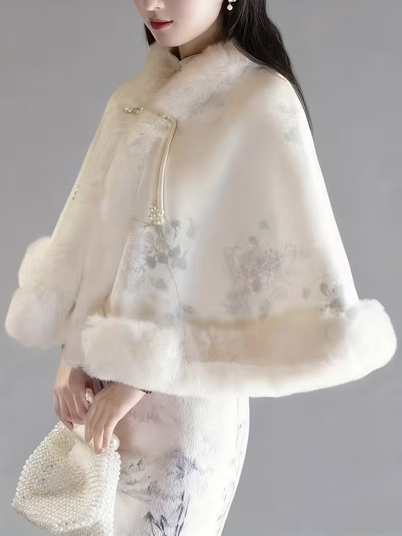 Polished White & Grey Versatile Soft Thick Cloak Shrug