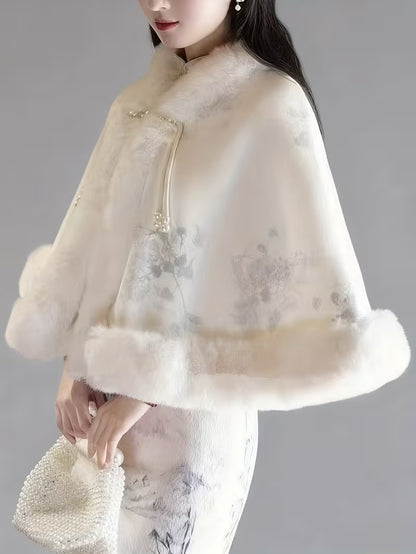 Polished White & Grey Versatile Soft Thick Cloak Shrug