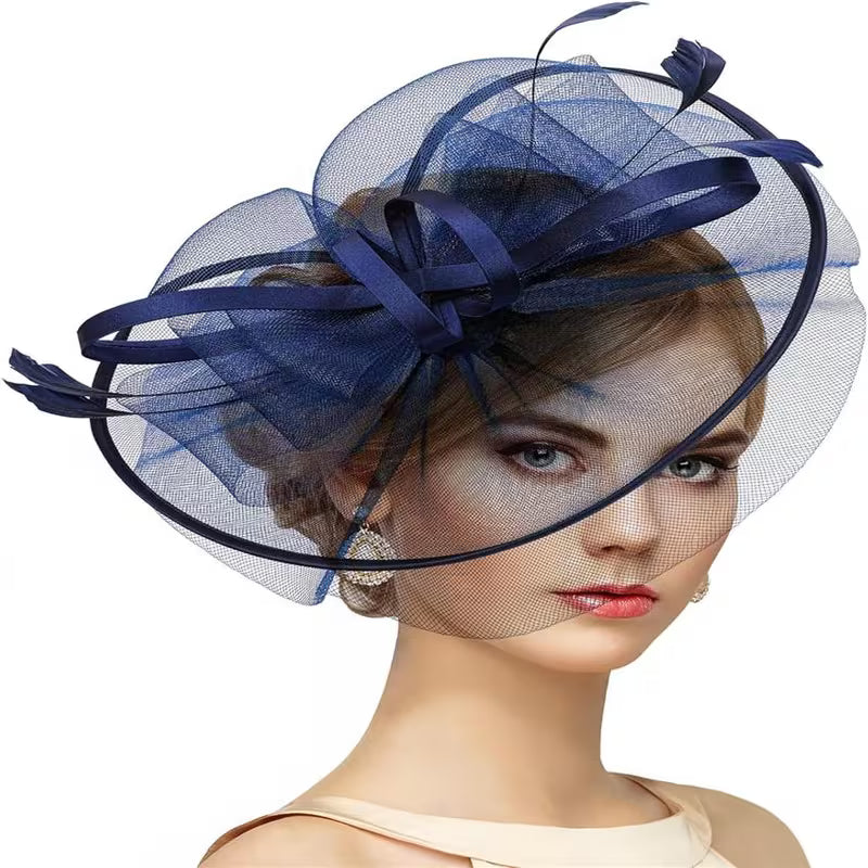 Elegant Bow Derby Hat with Mesh