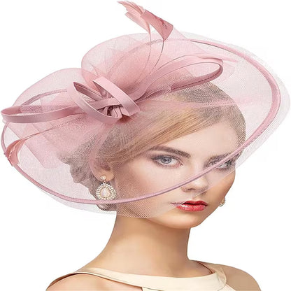 Elegant Bow Derby Hat with Mesh