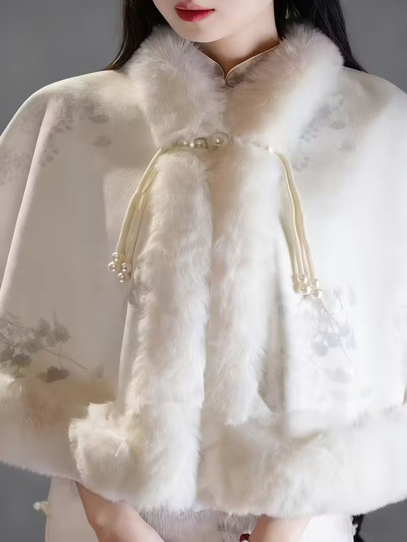 Polished White & Grey Versatile Soft Thick Cloak Shrug