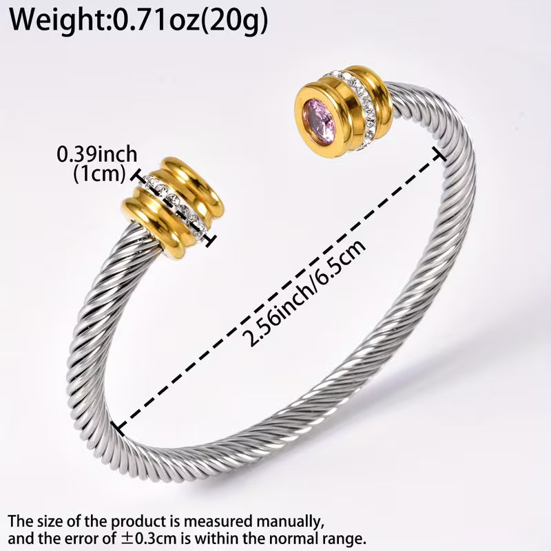 Adjustable Elastic Twisted Steel Cuff Bracelet