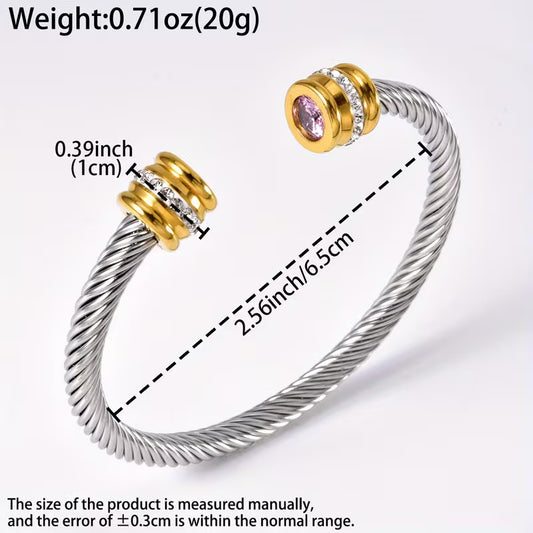 Adjustable Elastic Twisted Steel Cuff Bracelet