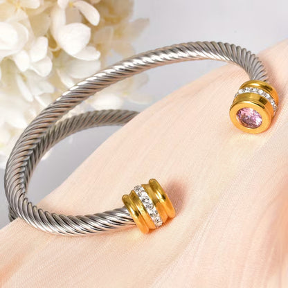 Adjustable Elastic Twisted Steel Cuff Bracelet