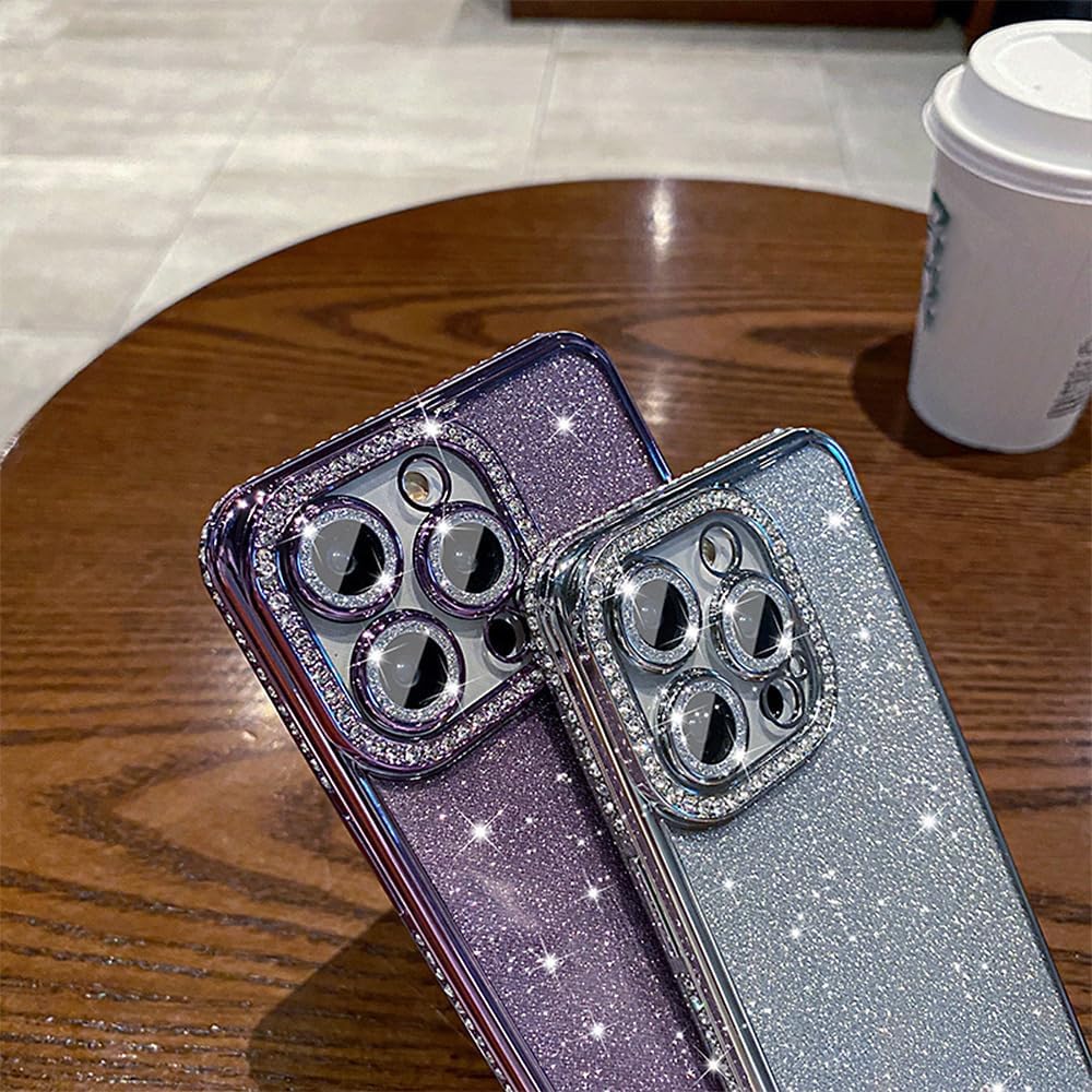 Apple Silver  Sequins Luxury Bling Gradient Rhinestone Phone Case for IPhone !6