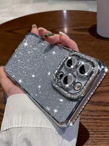 Apple Silver  Sequins Luxury Bling Gradient Rhinestone Phone Case for IPhone !6