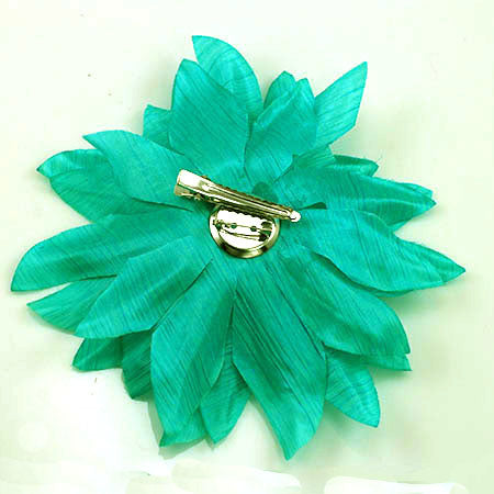 6 inch  Polyester Organza Flower Brooch Pin  Mint Green for Lapel & Hair