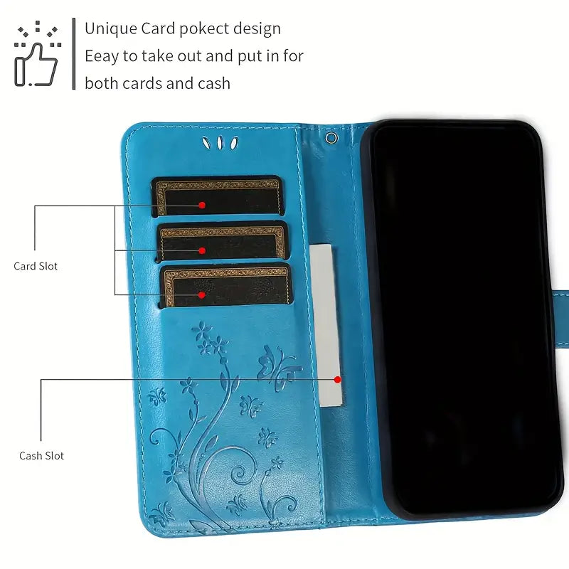 Light Green Butterfly Leather Phone Case for lPhone 16