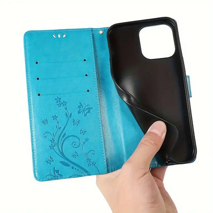 Light Green Butterfly Leather Phone Case for lPhone 16