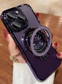 Purple Electroplated Magnetic Adsorption, Glitter Hardware Bracket for lPhone 16Pro