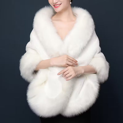 Luxurious White Faux Fur Shawl