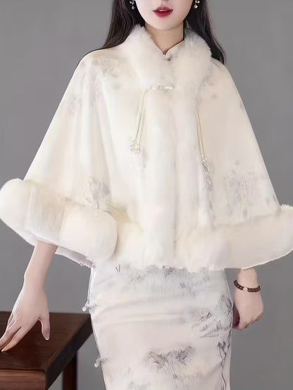 Polished White & Grey Versatile Soft Thick Cloak Shrug