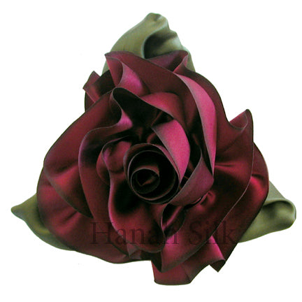 Silk Flower Brooch  Garnet   L