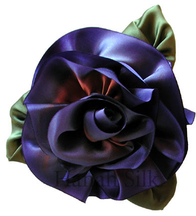 Silk Flower Brooch lndigo Earth  L