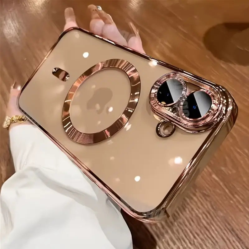 Golden Luxury Magnetic Wireless Charge Plating Case for lPhone 16.