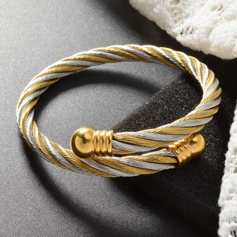Vintage Golden & Silvery Twisted Bracelet